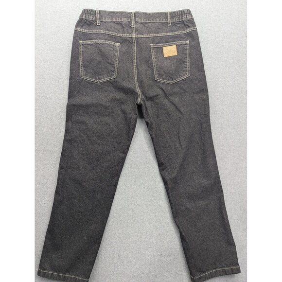 Duke Haband Jeans Mens 40 Black Gray Classic Fit Elastic Waist Zip Fly 059 - Picture 8 of 13